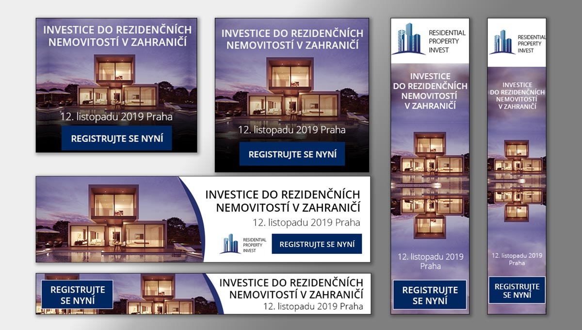 Návrh online bannerů ke konferenci Residential Property Invest