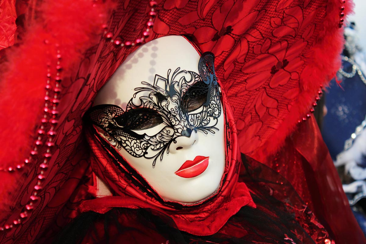 Fotografování portétů - karneval v Benátkách, masky