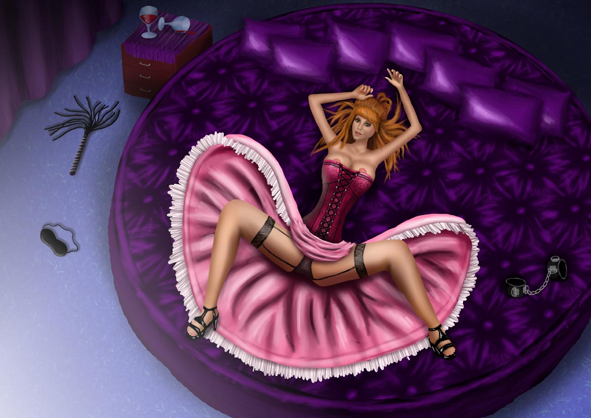 Digitální ilustrace Sexy konkubína na posteli